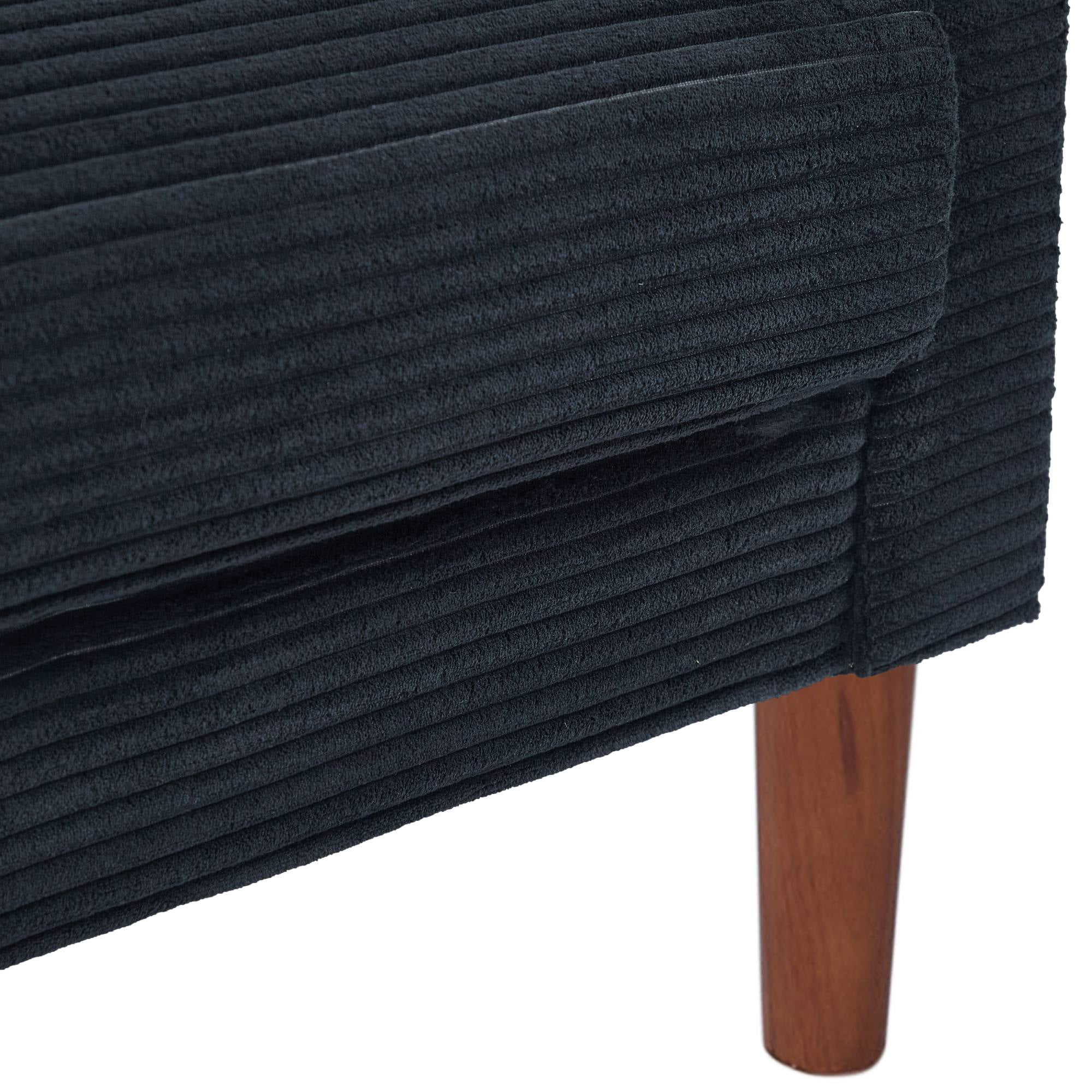 Comfy Futon Sofa Corduroy Loveseat Couch with Pillow Cushion, Modern Sleeper Sofa Couch with Solid Leg for Living Room,Bedroom, Black