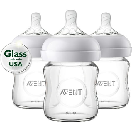Philips Avent Natural Glass Baby Bottle, 4oz, 3pk,