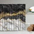 thumbnail image 7 of Marble Striped Shower Curtain for Bathroom Waterproof Screen with Hook White Gray Gold Black rative Accessories, 7 of 7