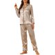 thumbnail image 2 of Conjuntos de pijama de satén para mujer INSPIRE CHIC, camisetas de manga larga y pantalones, 2 piezas, ropa de casa M color champán claro, 2 of 5