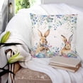 thumbnail image 3 of 14x14 Pillow Covers Set of 2, Bunny Easter Throw Pillow Covers Decorative Couch Cushion Case, Spring Floral Eucalyptus Leaves Eggs Weeping Microfiber Square Pillowcases for Bedroom Car Living Room, 3 of 7