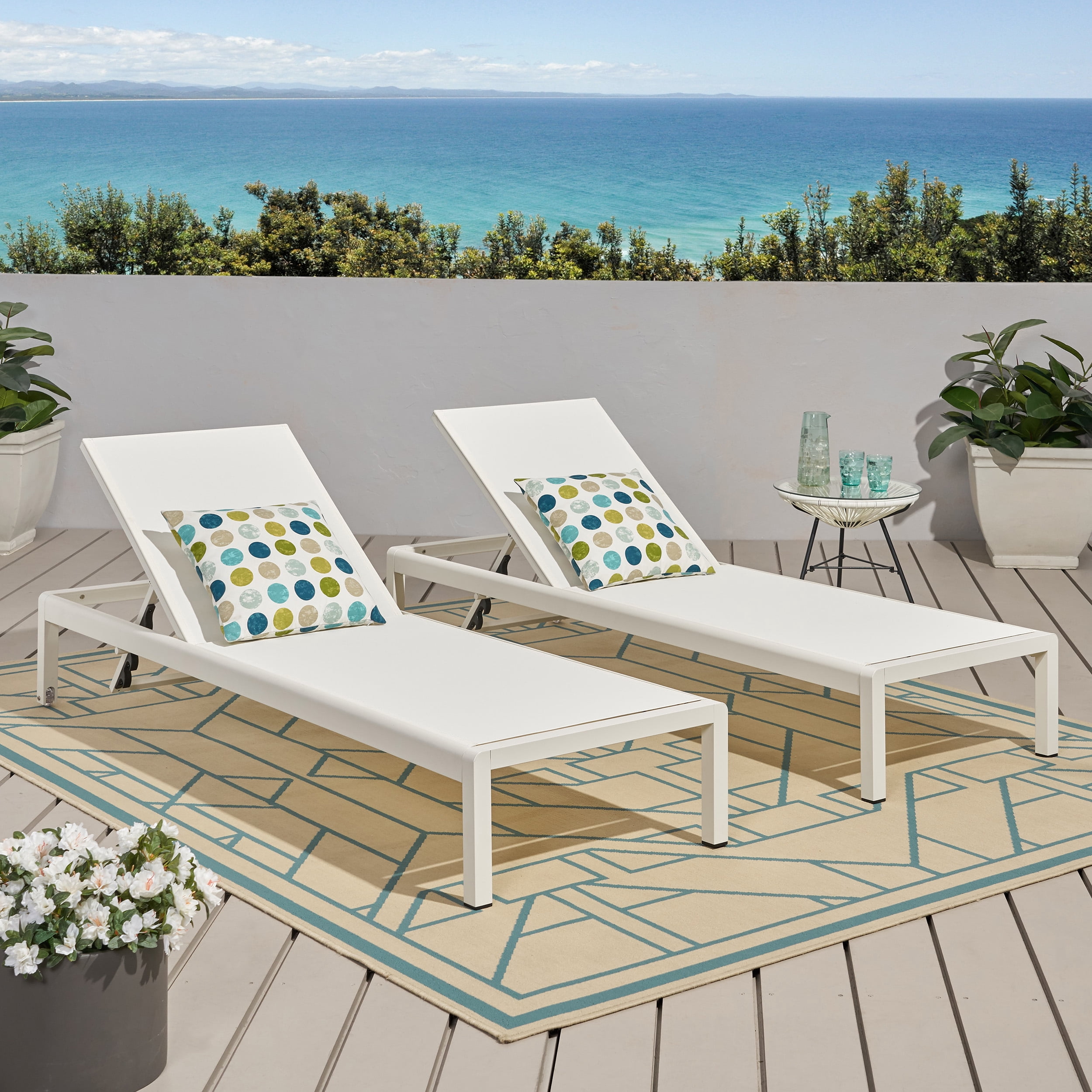 Set of 2 Cape Coral KD Chaise Lounge Whi (Mp2)