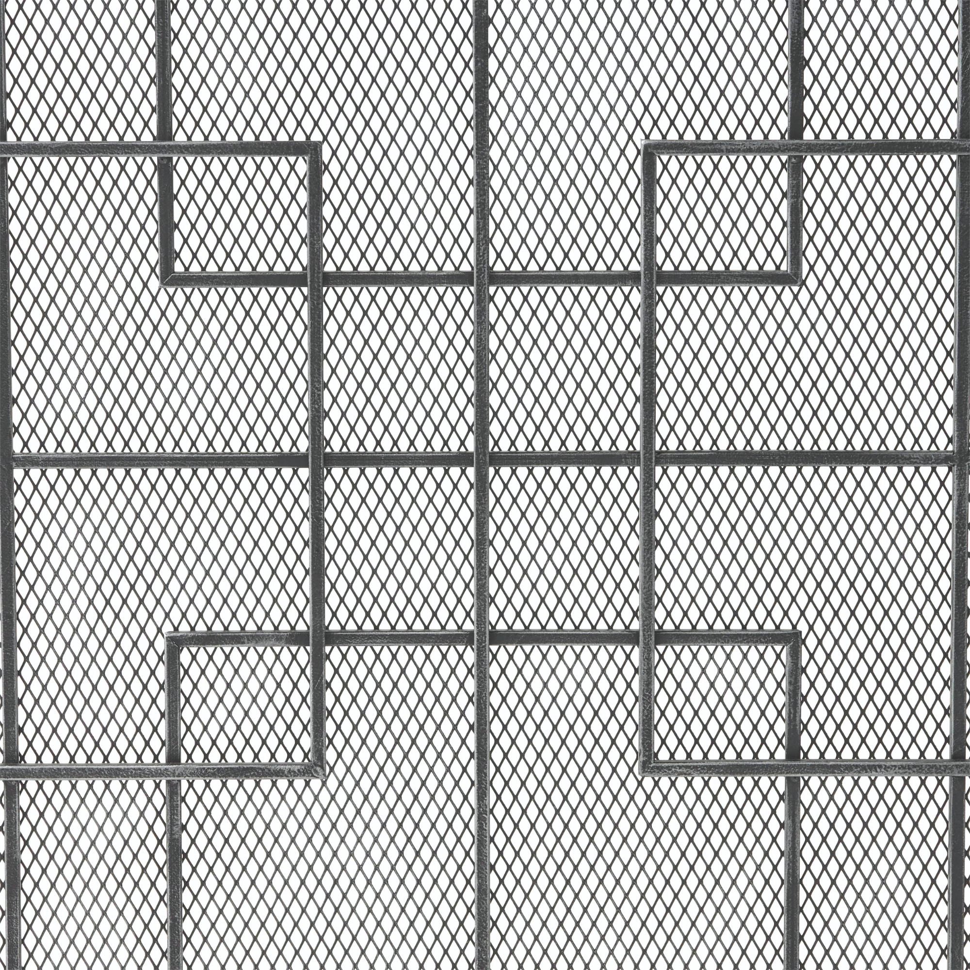 Contemporary Home Living 41" Silver and Black Contemporary Geometric Fireplace Screen