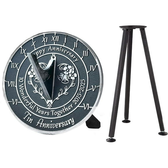 10th Tin Wedding Anniversary 2025 Sundial with Stand Gift