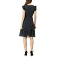 thumbnail image 3 of Allegra K Women's Flutter Sleeves V Neck Smocked Waist Ruffle Floral Dresses, 3 of 5