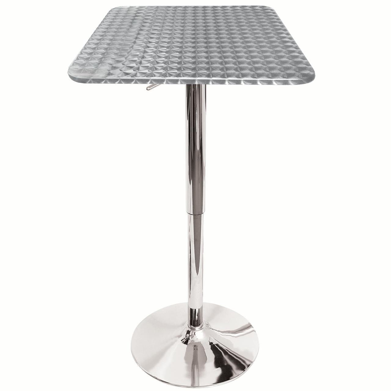 Bistro Contemporary Adjustable Square Bar Table in Silver by LumiSource
