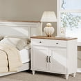 thumbnail image 3 of WAMPAT Nightstands with 4 Doors and 2 Drawers, Large Wood Nightstand Storage Cabinets with Storage Cabinets, Modern Farmhouse End table Credenza for Bedroom, White, 2 PCS, 3 of 10