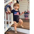 thumbnail image 3 of BemeyourBBs Newborn Baby Boy Girl 4th of July Outfit Infant Baby Independent Day Patriot Clothes Waffled Bubble Romper Stripe America Flag Short Sleeve Bodysuit Baby Boy Girl Summer Clothes, 3 of 8