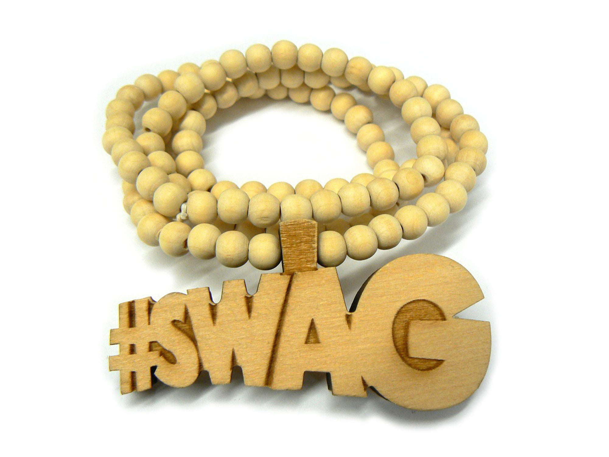 #SWAG Necklace New Good Wood Style Pendant With 36 Inch Wood Bead Chain