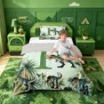 thumbnail image 4 of meiyoeat wild Animal Dino Print Twin Comforter Sets,3D Cartoon Monogrammed P Art Bedding Set,Light Gray Reversible,2pcs,1 Comforter and 1 Pillowcase, 4 of 7