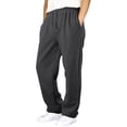 thumbnail image 2 of Satingcolo Mens Baggy Sweatpants Open Bottom Fleece Workout Casual Joggers Elastic Waist Drawstring Wide Leg Pants with Pockets,Dark Gray L, 2 of 6