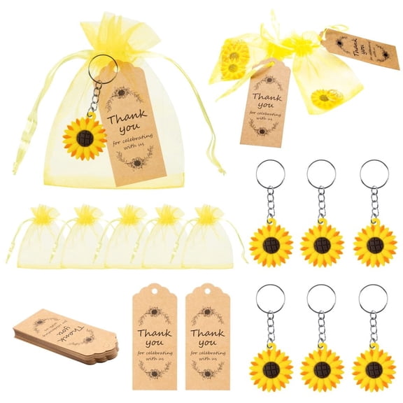 Haooryx Sunflower Party Favors Include Keychains Organza Bags for Mother's Day Party Gifts,20 Sets