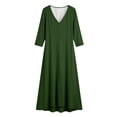 thumbnail image 7 of Ayolanni Dresses for Women Beach Long Sleeve V Neck A-Line Maxi Dresses Solid Pleated Casual Flowy Long Dress Green L, 7 of 7