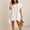 White, variant on Women's Round Neck Ruffle Short Sleeve Mini Dress, Solid Loose Irregular High Low Hem Casual Swing Short Dress Pink XL(XL)