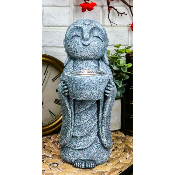 Ebros Feng Shui Zen Buddha Japanese Jizo Monk Tea Light Votive Candle Holder