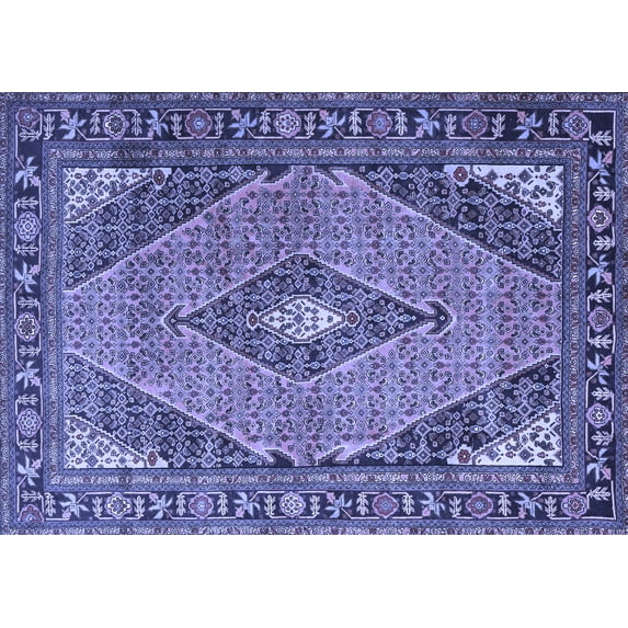 Ahgly Company Machine Washable Indoor Rectangle Medallion Blue Traditional Area Rugs, 5' x 7'
