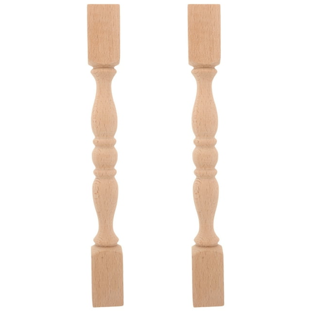 2Pcs Wooden Baluster Spindles Solid Wood Decorative Posts for Staircase Fence and Cabinet Unpainted Wooden Baluster Wooden Spindles Wood Carved Post Wooden Furniture Post Replacement