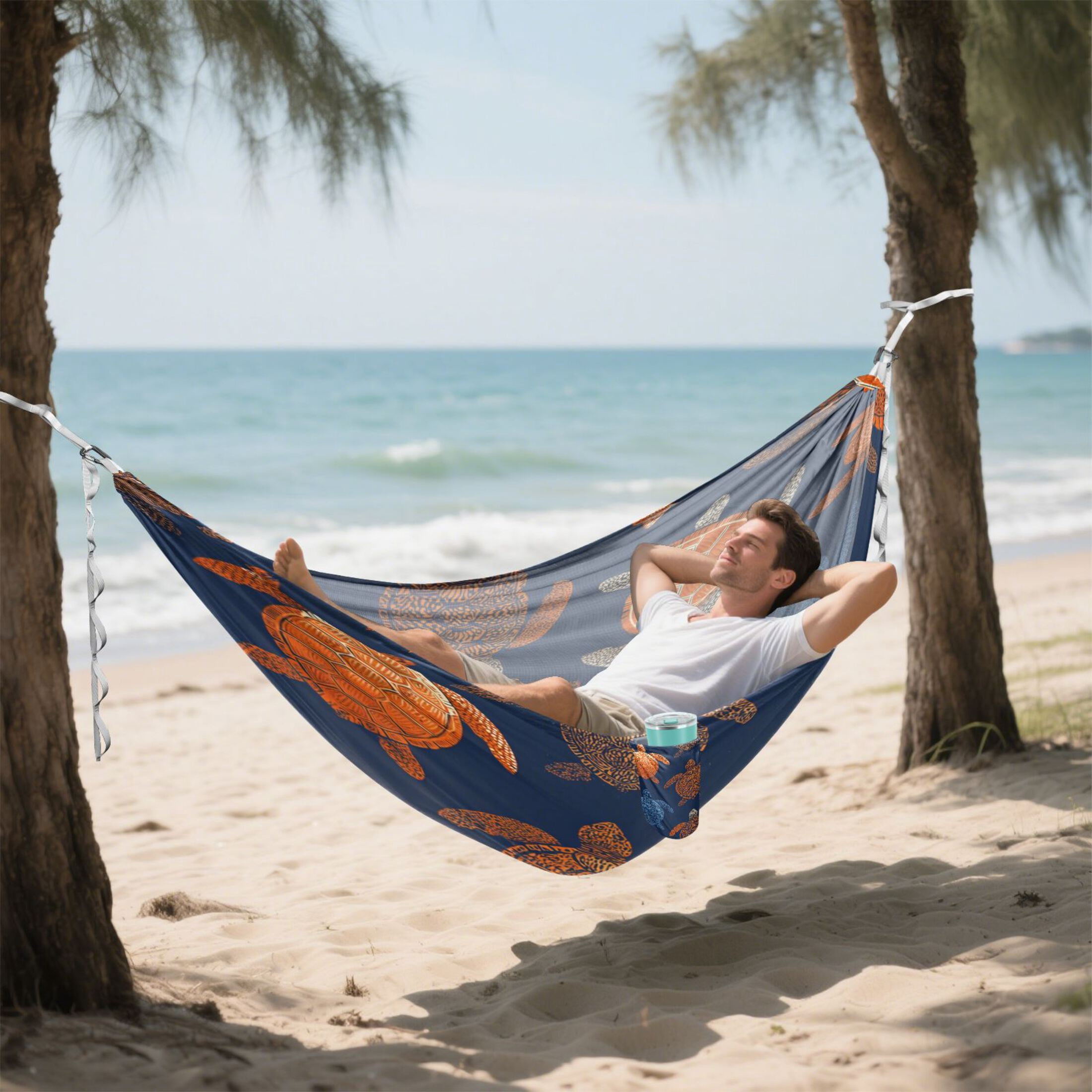 Hammock Camping Hammock Nylon Portable Hammock Travel Camping Hammock Orange Turtles Blue Turtles