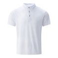 thumbnail image 1 of pstuiky camisetas para hombre, Blusa/camisa informal de cuello redondo y botones de color liso para hombre, de moda de verano ropa de hombre xxl, 1 of 7