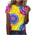 thumbnail image 2 of Alllist Tshirts Shirts for Women Tie Dye Short Sleeve Shirts Crew Neck Casual Tops for Women Yellow,Xxxxl, 2 of 6