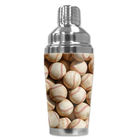 

Mugzie brand 16-Ounce Cocktail Shaker with Insulated Wetsuit Cover - Old Baseballs