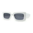 thumbnail image 2 of Womens Simple Mod Rectangle Narrow Plastic Sunglasses White Black, 2 of 4