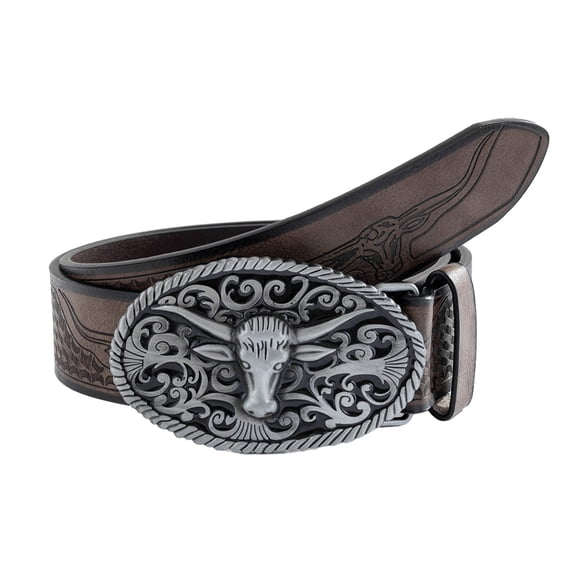 Vintage Cowboy Belt for Men Teens Denims Pants Belt TexasBull Buckle Belt for Male Metal Carved Buckle Jeans Belt