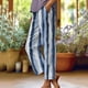 thumbnail image 1 of WILLBEST Pantalones Casuales para Mujer, Cintura Alta, Pierna Ancha, Elásticos, Sueltos, de Malla Hueca, Cómodos y de Moda. Chica, 1 of 4