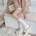 thumbnail image 3 of Milue Women Knitted Leg Warmers Lolitas Bowknot Loose Boot Socks Jk Student Socks, 3 of 21