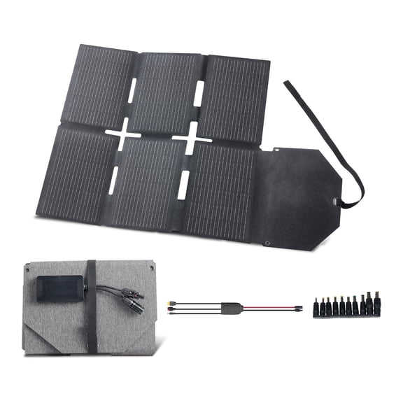 KFFKFF 60W Foldable Solar Panel Charger, High-Efficiency Monocrystalline Design, Lightweight and Portable with MC4, Type-C, USB-A, and DC Ports for Outdoor Power Solutions