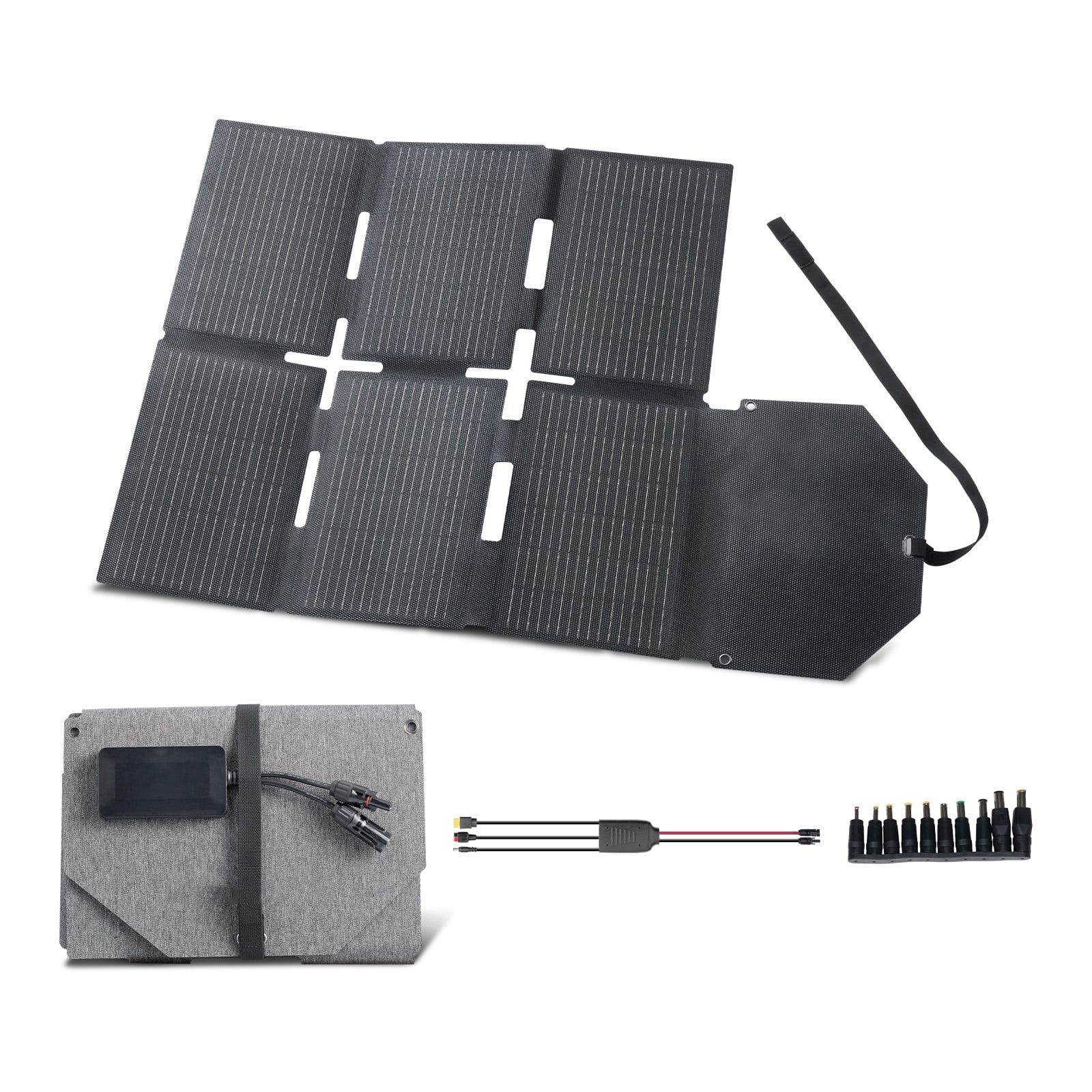 KFFKFF 60W Foldable Solar Panel Charger High-Efficiency Monocrystalline Design Lightweight and Portable with MC4 Type-C USB-A and DC Ports for Outdoor Power Solutions