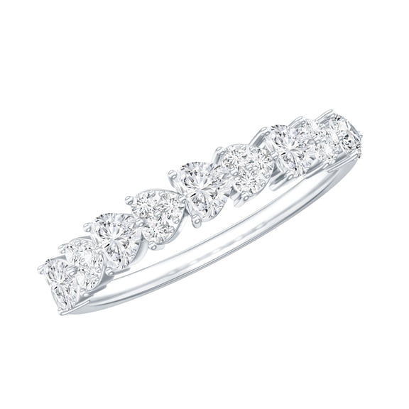 Rosec Jewels Lab Created Diamond Heart Eternity Ring (Ef-Vs Quality Certified) - Love Ring for Valentines Day, 925 Sterling Silver, US 4.00