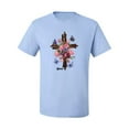 thumbnail image 2 of Wild Bobby, Cross with Flowers and Butterflies, Inspirational/Christian, Men Graphic Tees, Light Blue, 2XL, 2 of 3