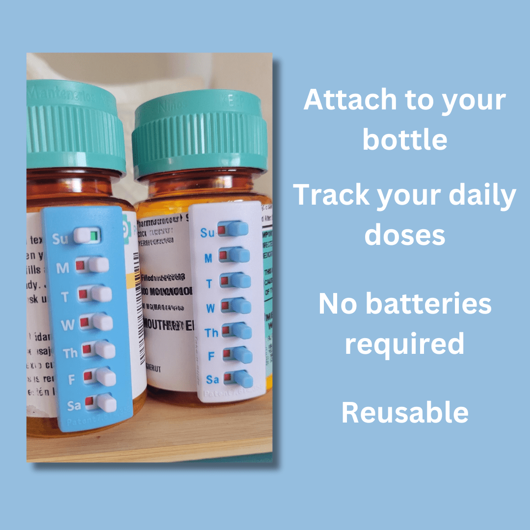 Medication Tracker and Reminder, Take-n-Slide Reusable Pill Trackers,  Attach to Your Bottle (NOT Included) Week-at-a-Glance View Pill Organizer