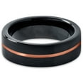 thumbnail image 2 of P. Manoukian Tungsten Wedding Band Ring 6mm for Men Women Black & 18K Rose Gold Plated Center Line Pipe Cut Brushed Polished Lifetime Guarantee Size 5.5, 2 of 4