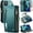 Elegant Blue Green, variant on for iPhone 12/12 Pro Case, RFID Blocking for iPhone 12 Wallet Case for Women with Card Holder, Zipper Magnetic Flip PU Leather Strap Protective Cover for iPhone 12/Pro Phone Case, Wine Red