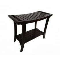 DecoTeak® Harmony® 30"L Teak Wood Bench with Shelf and LiftAide Arms in Woodland Brown Finish - Extended Height