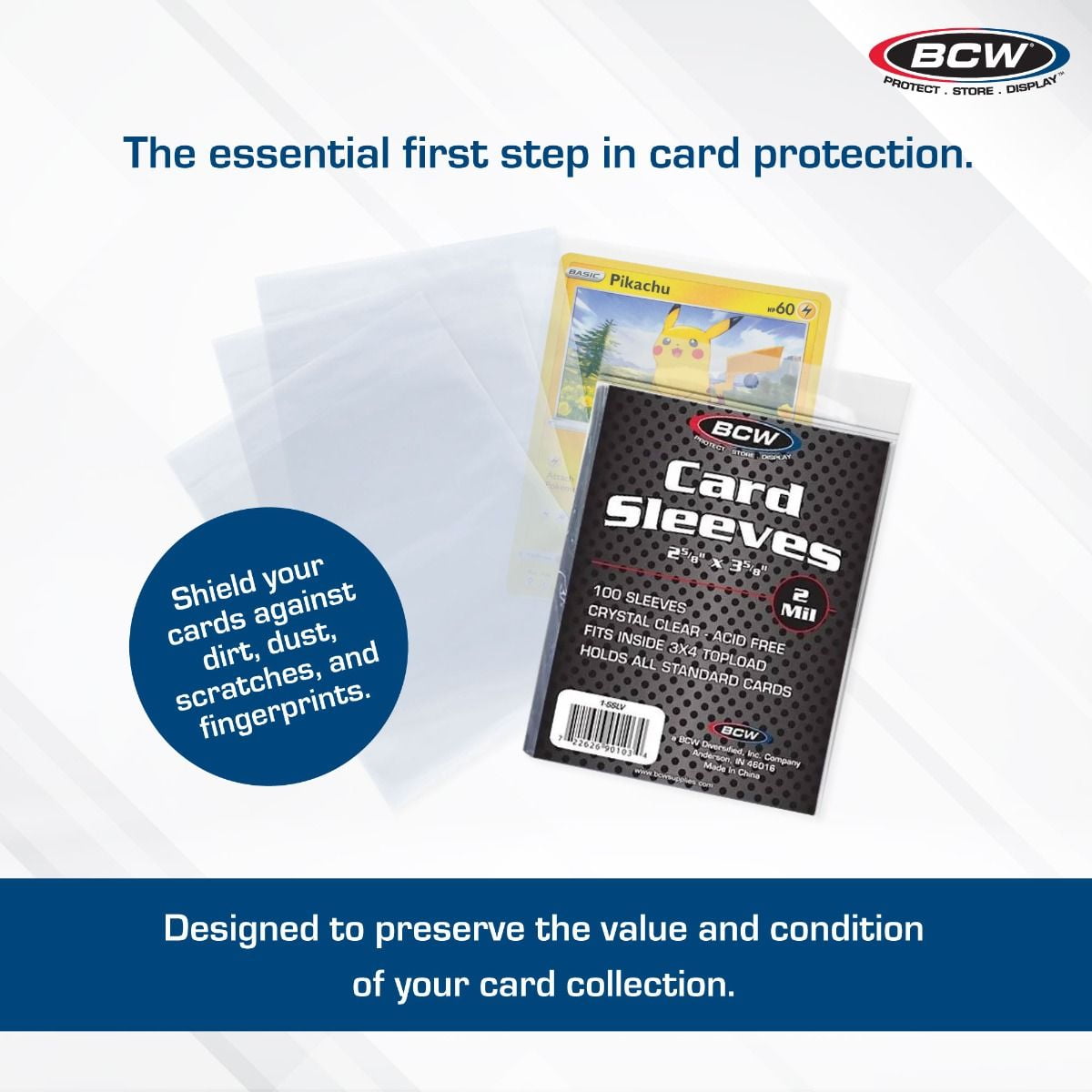 100 packs of 100 (10000) BCW Clear Standard Sized Card Sleeves