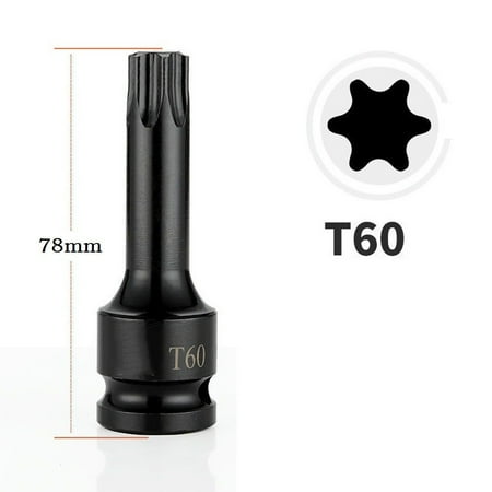 

Lierteer 1Pc 1/2Inch Hex Torx Screwdriver Bit Impact Drive Socket Adapter Head T20-T100
