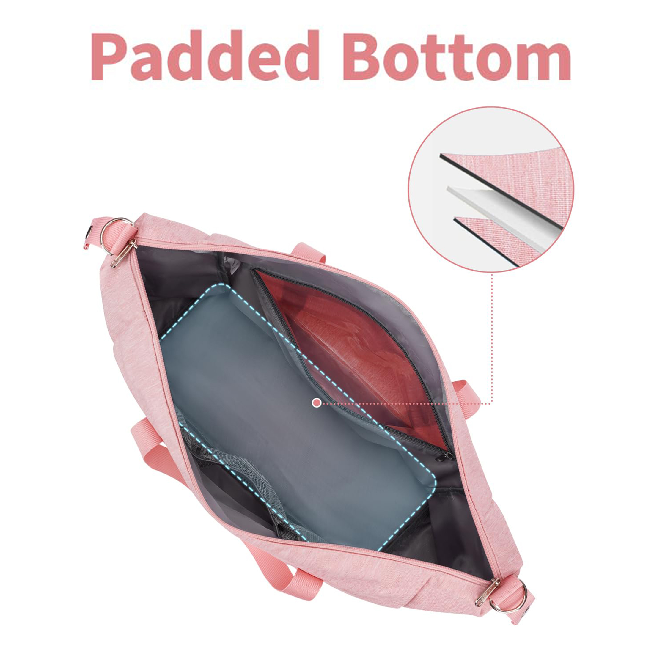 Carry on Underseat Bag Airplane Approved for Travel, Duffel Bag with Adjustable Straps & Wet Pocket for Women and Men for Weekender Gym, 30L, Pink
