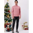 thumbnail image 3 of Suéter de cuello alto para hombre, manga larga, color sólido, casual, de punto, jerséis Rosa S, 3 of 6