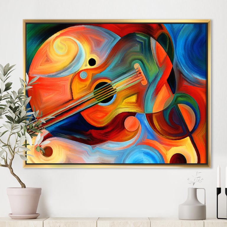 Designart ' Music and Rhythm ' Abstract Framed Canvas Art