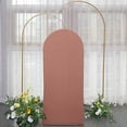 thumbnail image 4 of BalsaCircle 5 ft Terracotta Fitted Matte Spandex Round Top Wedding Arch Backdrop Stand Cover Party Events Decorations, 4 of 7