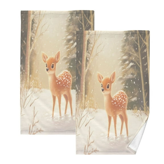 Cotton Towel Two-Piece 16x28 Inch One Sizex2 Face Towel Set Towel Set Cotton Hand Bath Towel Bathroom Beach Christmas Snow Deer