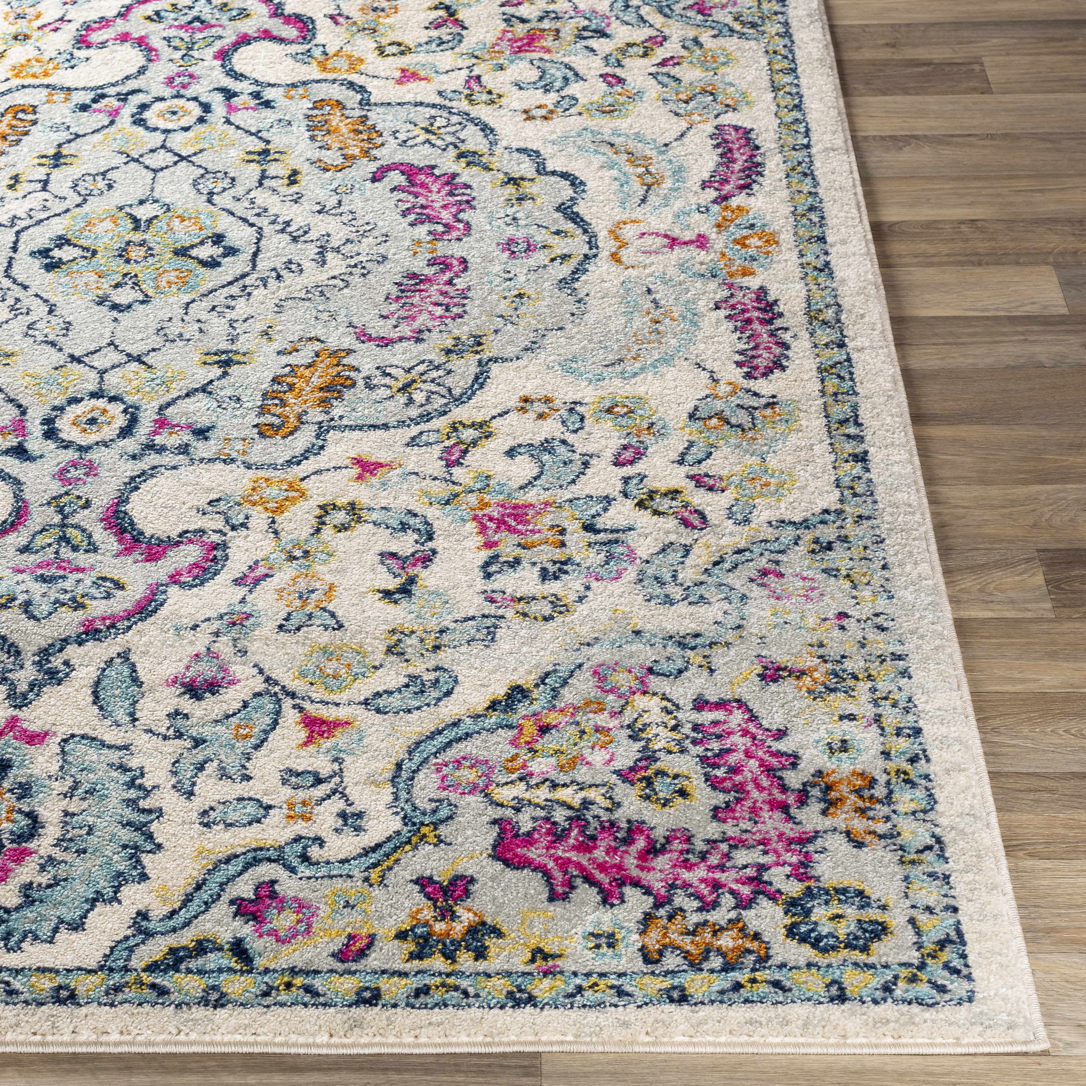 Hauteloom Errol Living Room, Bedroom Area Rug - Bohemian/Global - Blue, Orange - 7'10" x 10'3"