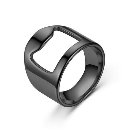 

Bottle Opener Ring Trendy Bartender Ring for Men Fashion Ring Beer Can Opener Ring.(Black size12)
