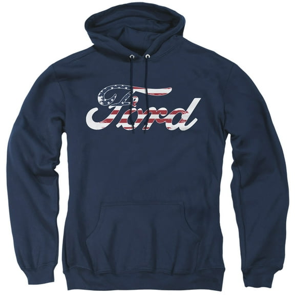 Ford Flag Logo Adult Pullover Hoodie Sweatshirt Navy