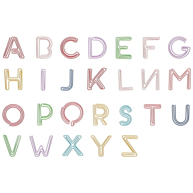 26Pc English Letter Shaped Paper Clips Binder Clips Decorative Colored Clamps