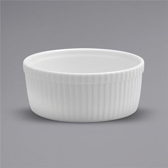 Buffalo F8010000600 5 oz Bright White Ware Fluted Porcelain Souffle Dish