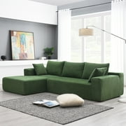 L-Shaped Modular Sectional Couch Set, 4-Seater Sectional Couch, Modern Minimalist Style Modular Sectional Sofa, Upholstered Sleeper Sofa for Living Room, KAMIDA Combination Couch Furniture, Green